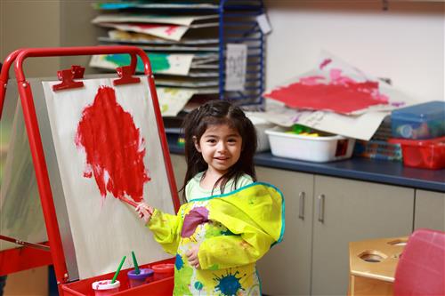 student painting