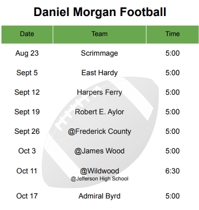 2023 Football Schedule