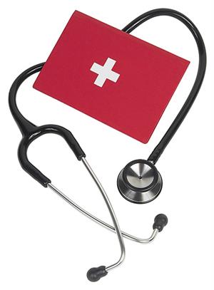 stethoscope and first aid symbol 