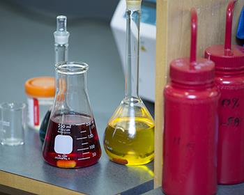 Beakers and chemicals 